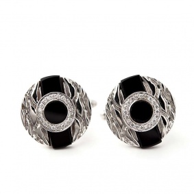 White Gold Black Onyx & Diamond Cufflinks White Gold Black Onyx & Diamond Cufflinks